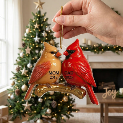 Personalized Vintage Nostalgic Cardinals Memorial  Acrylic Ornament
