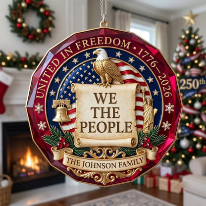 USA 250th Anniversary Christmas Ornament 🦅 | Premium Acrylic Patriotic Keepsake, Double‑Sided Printed Hanging Decoration