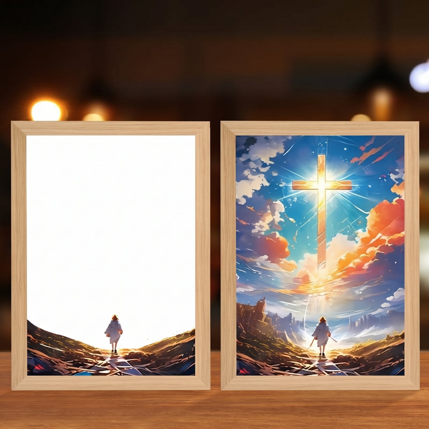 Faith That Glows At Night 🕊️ Illuminated Christian Art Frame | Eye‑Safe LED Devotional Night Lamp, Rechargeable & USB Option, Religious Keepsake Gift