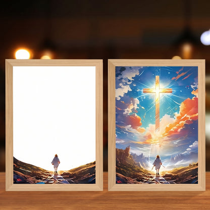 Faith That Glows At Night 🕊️ Illuminated Christian Art Frame | Eye‑Safe LED Devotional Night Lamp, Rechargeable & USB Option, Religious Keepsake Gift