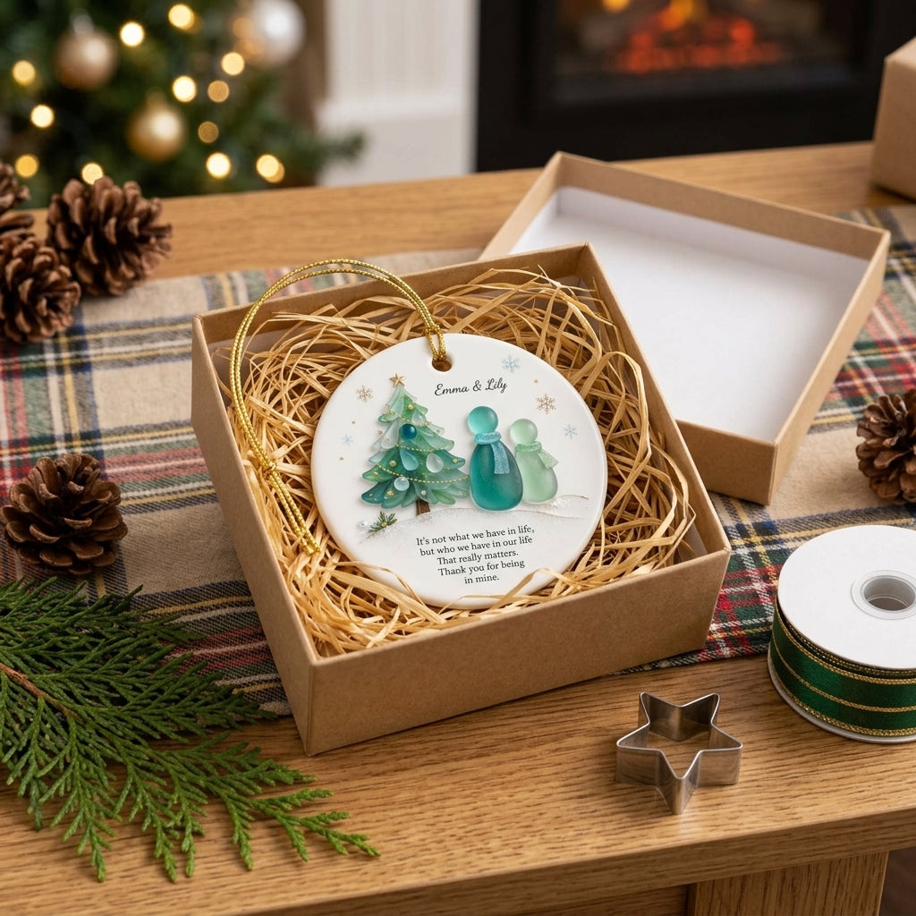 Personalized Couple Sea‑Glass‑Inspired Ceramic Ornament