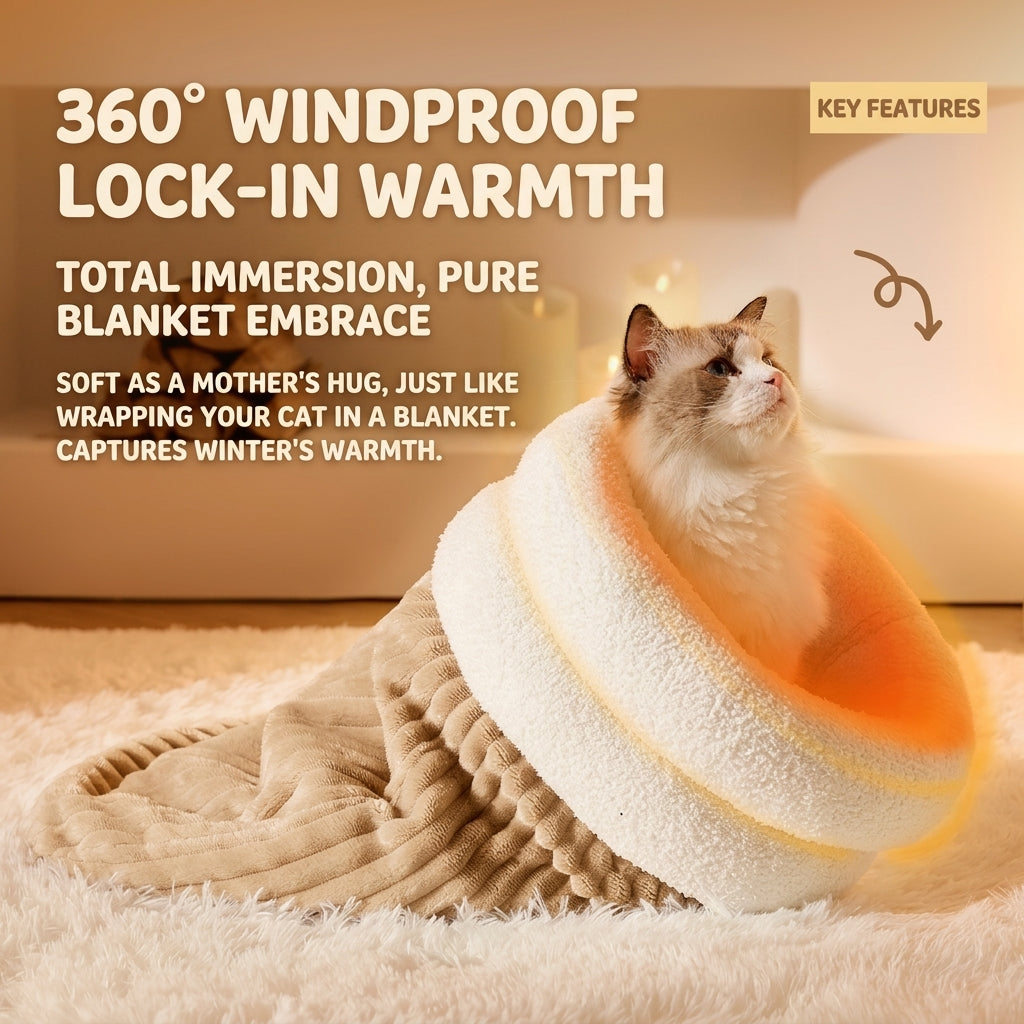 Cozy Nest Pet Sleeping Bag for Cats & Dogs – Soft Plush Cave Bed