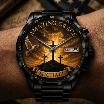 🔥Last Day Promotion-49% OFF✝️ Personalized "Man of God" Premium Watch | A Daily Reminder of Faith & Strength 🦅