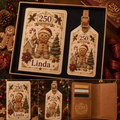 Personalized 250th Anniversary Christmas Travel Wallet & Luggage Tag Set