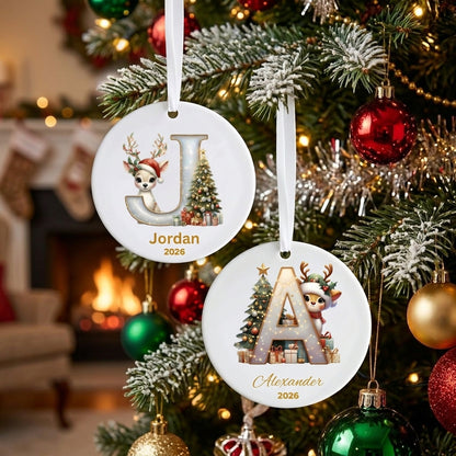 Personalized Reindeer Letter Ornament 2026