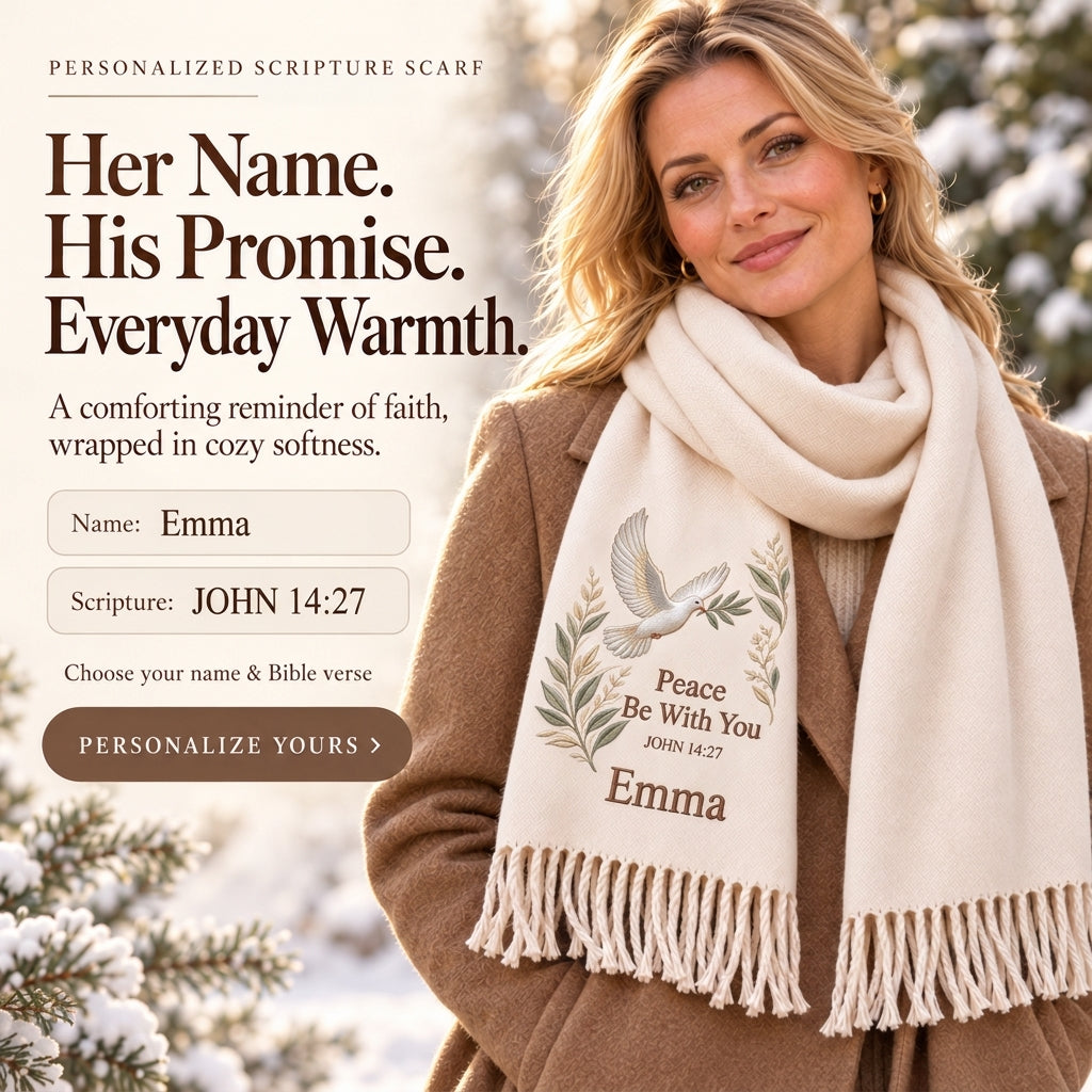 Wrapped in Faith — Personalized Name & Bible Verse Winter Scarf