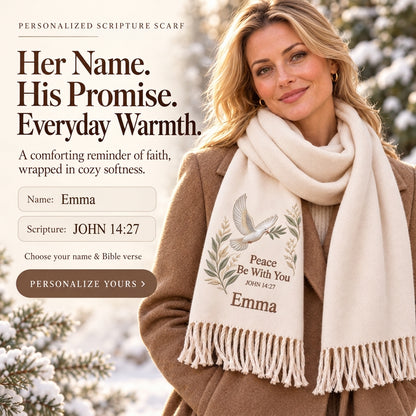 Wrapped in Faith — Personalized Name & Bible Verse Winter Scarf