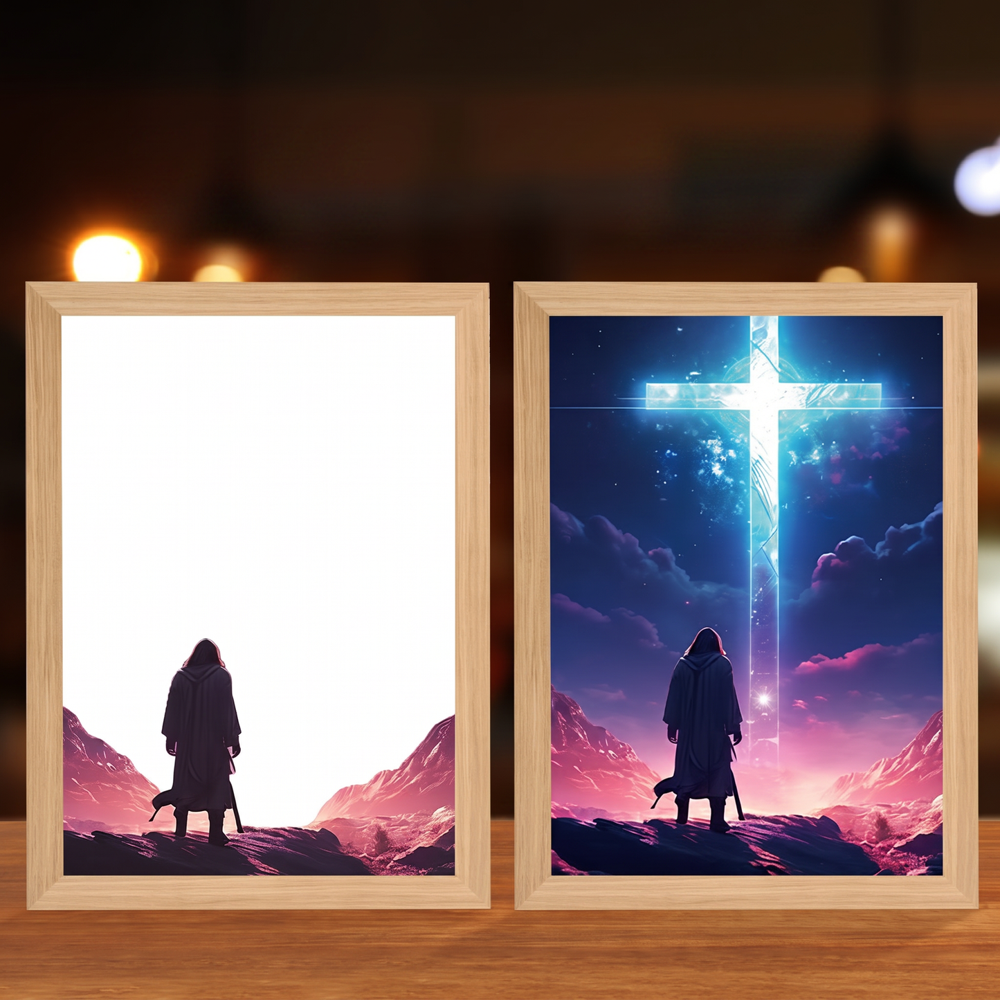 Faith That Glows At Night 🕊️ Illuminated Christian Art Frame | Eye‑Safe LED Devotional Night Lamp, Rechargeable & USB Option, Religious Keepsake Gift