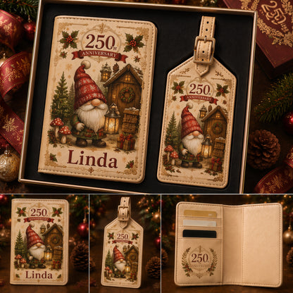 Personalized 250th Anniversary Christmas Travel Wallet & Luggage Tag Set