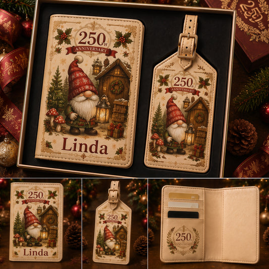 Personalized 250th Anniversary Christmas Travel Wallet & Luggage Tag Set