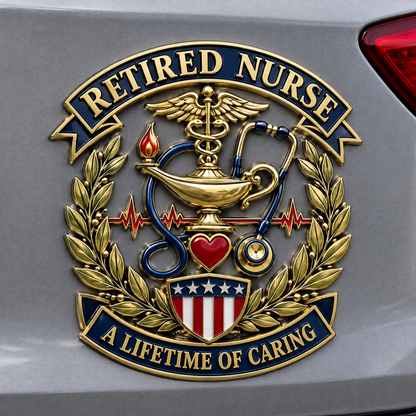 Retired Nurse Commemorative Car Decal — A Lifetime Of Caring