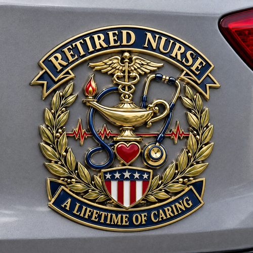 Retired Nurse Commemorative Car Decal — A Lifetime Of Caring