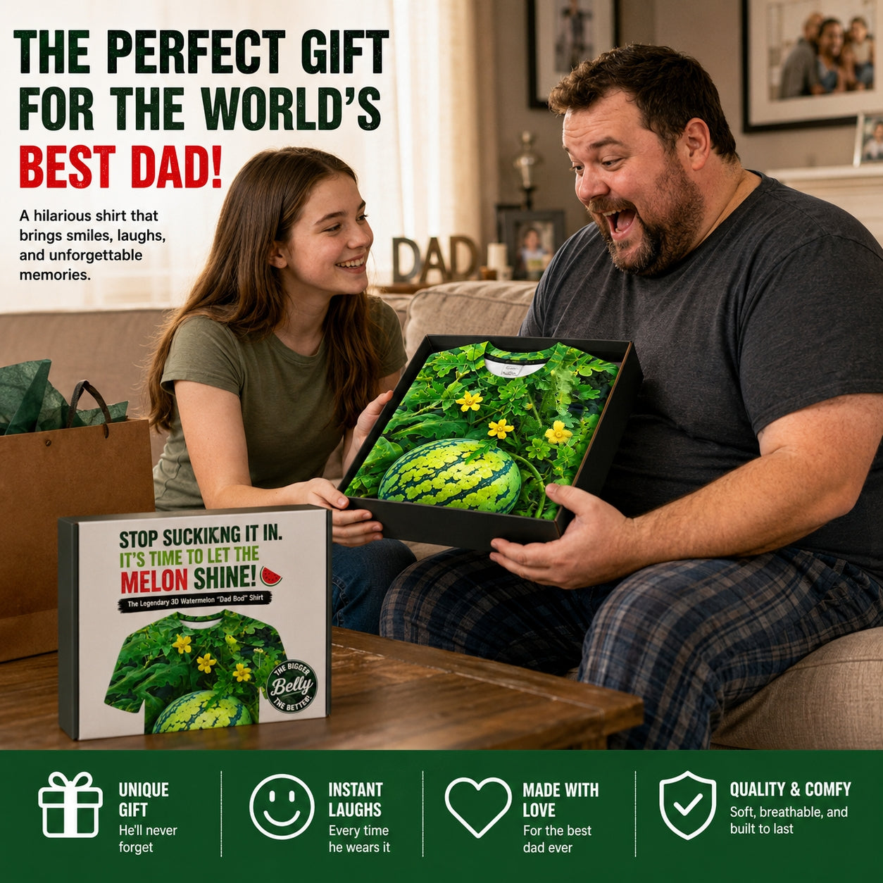 The Legendary 3D Watermelon "Dad Bod" Shirt 🍉 | Hilarious Belly Optical Illusion Tee | The Ultimate Summer Gag Gift