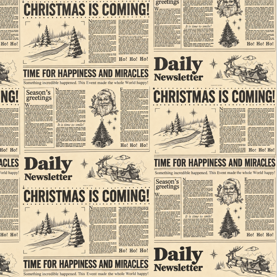 📰🎁 Retro Newspaper Christmas Paper Roll