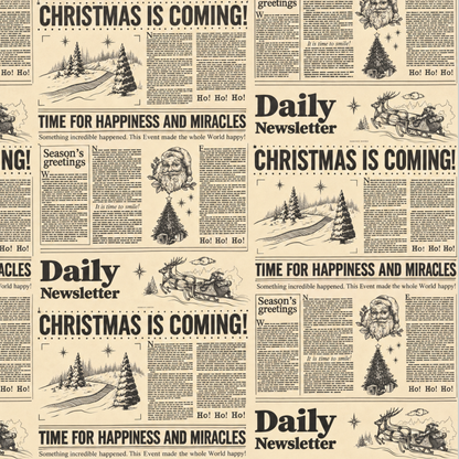 📰🎁 Retro Newspaper Christmas Paper Roll