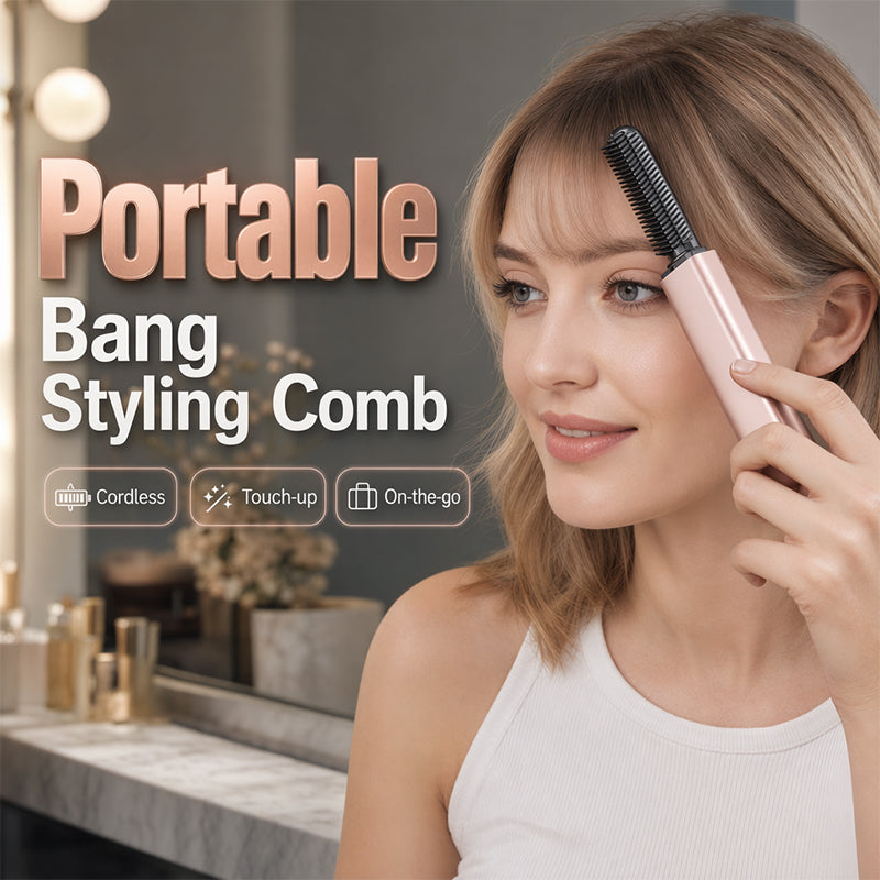 💇‍♀️✨ Perfect Bangs, Anywhere You Go! 💖 Portable Bang Styling Comb – Your Secret to Effortless Hair Days! 🌸