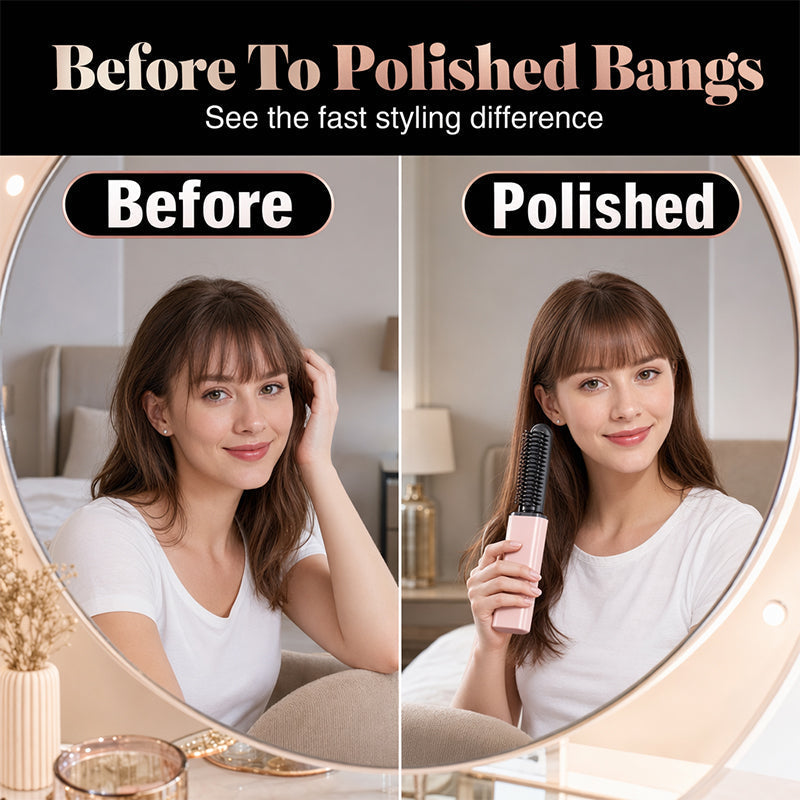 💇‍♀️✨ Perfect Bangs, Anywhere You Go! 💖 Portable Bang Styling Comb – Your Secret to Effortless Hair Days! 🌸