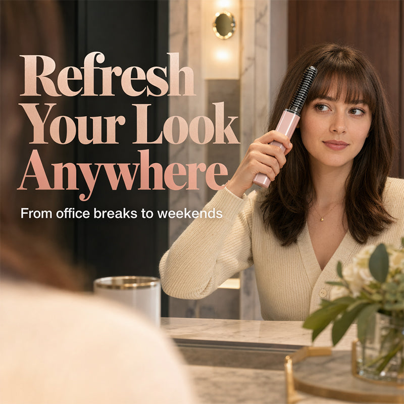 💇‍♀️✨ Perfect Bangs, Anywhere You Go! 💖 Portable Bang Styling Comb – Your Secret to Effortless Hair Days! 🌸