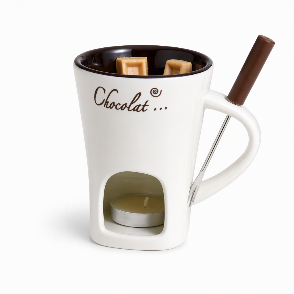 🍪Hot Sale 50% OFF☕Ceramic Chocolate and Cheese Fondue Melter Mug with Fork