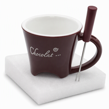 🍪Hot Sale 50% OFF☕Ceramic Chocolate and Cheese Fondue Melter Mug with Fork