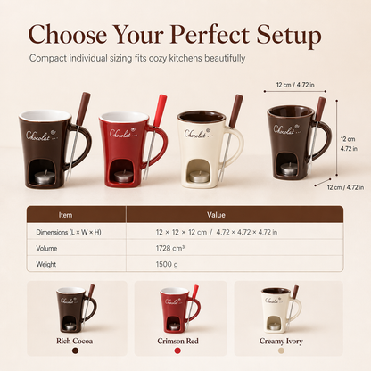 🍪Hot Sale 50% OFF☕Ceramic Chocolate and Cheese Fondue Melter Mug with Fork